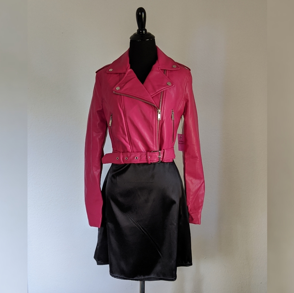 Forever 21 Fuchsia Faux Leather Moto Jacket